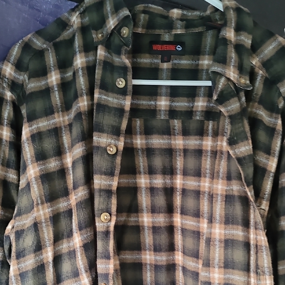Wolverine Men's Green and Tan Plaid Shirt Jacket